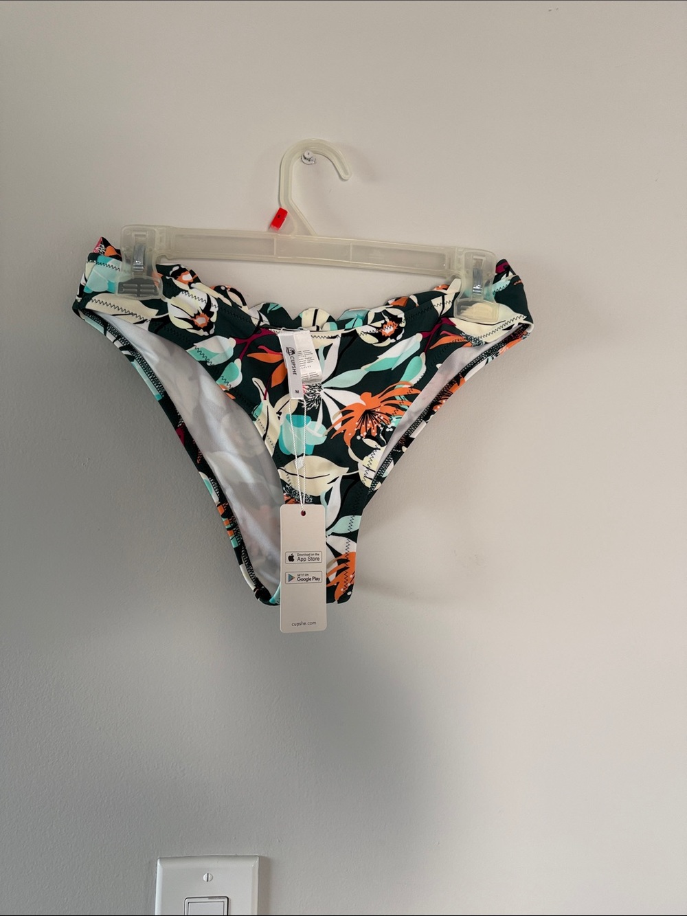 Cupshe Black Floral Bikini Bottom with Teal & Orange Accents